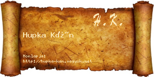 Hupka Kán névjegykártya